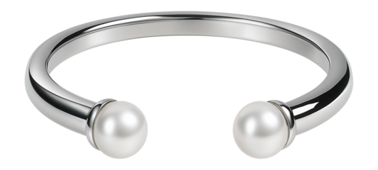 Minimalist open cuff bracelet with pearl end caps