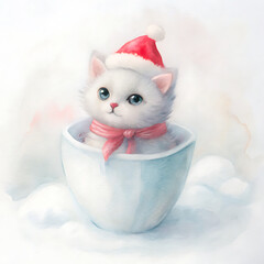 little kitten in a red cup