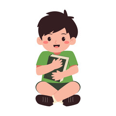 Cute Children Reading Books Illustration