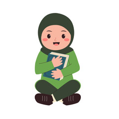 Cute Children Reading Books Illustration