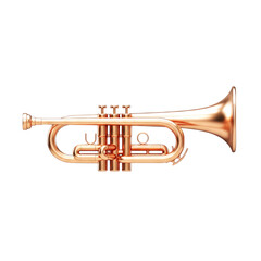 Fototapeta premium rose gold trumpet a 3d render of elegance and musical flair, isolated on transparent background