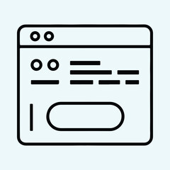 Silhouette browser window outline showing website content vector illustrator