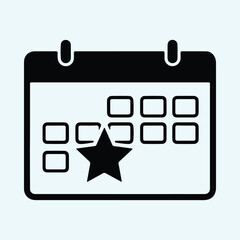 Silhouette calendar icon with star mark date vector illustrator