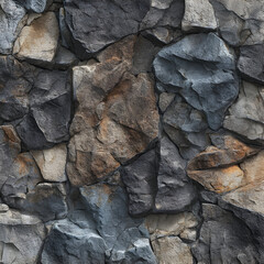 : Natural stone rock wall texture background in gray tones

