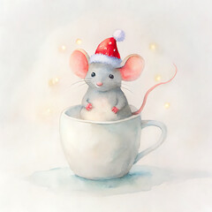 mouse in a christmas cup