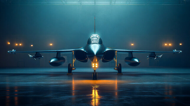 F-2 fighter jet on display in a dimly lit aircraft museum