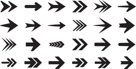 Set of various direction arrows design elements in black color illustration vector