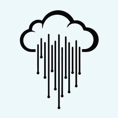 Silhouette cloud with rain drops vector illustrator
