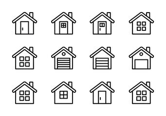 House real estate home icon vector building architecture construction residential property outline design