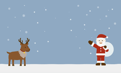 トナカイとサンタクロースのイラスト