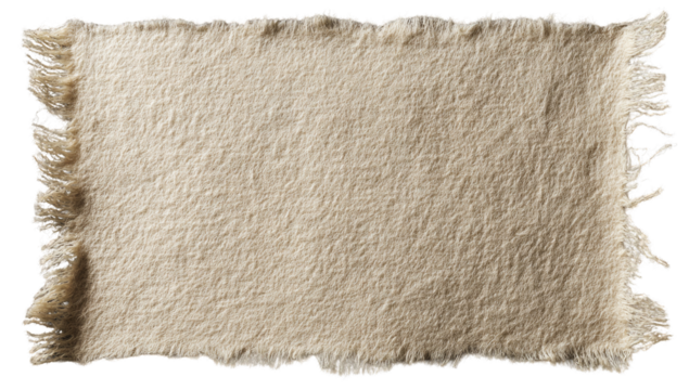 Beige textured fabric with fringed edges