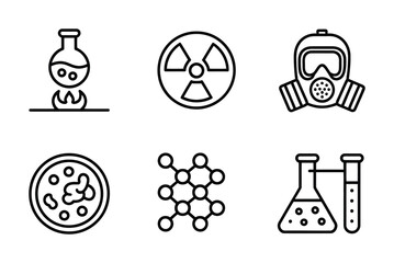 Science laboratory equipment research experiment chemistry lab test tube flask gas mask radiation hazard © Richol