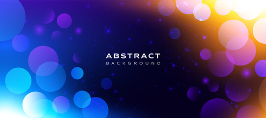 Bokeh background vector with blue purple orange gradient glowing abstract circles digital design. Colorful abstract wallpaper with light effect, banner presentation, website