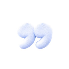 fluffy blue quote marks 3d rendered soft fur text for sweet designs, isolated on transparent background