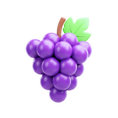 delightful cartoon grapes 3d render of purple sweetness for playful designs, isolated on transparent background