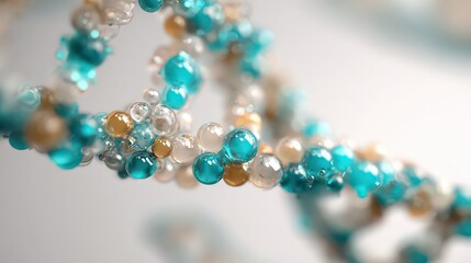 Abstract 3D Rendering of Shiny Blue and Gold Spheres on White Background