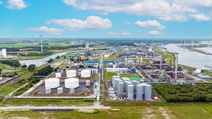 Naklejka premium Aerial from industry near Delftzijl in the Netherlands