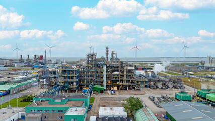 Obraz premium Aerial from a refinery plant in Eemshaven in the Netherlands