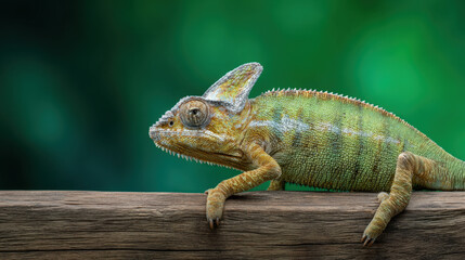 Obraz premium Chameleon on Wooden Fence Studio Lighting Clean
