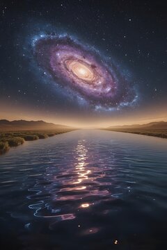 Spiral Galaxy Painted on Flowing Water