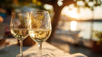 Sunset Wine Glasses: Romantic Getaway, Cheers Moment