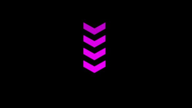 Purple color arrow moving up to down side Direction. Arrow icon concept animation. Arrows sign up to down animation concept on black background