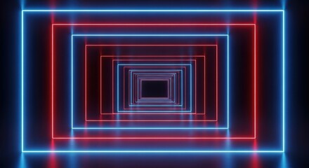 Abstract Neon Tunnel Background - Modern Geometric Design