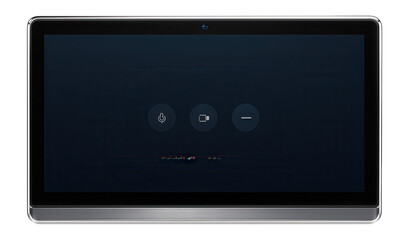 Obraz premium Flat control screen with edge-to-edge display and ambient light sensor for conference room settings