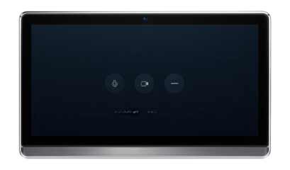 Flat control screen with edge-to-edge display and ambient light sensor for conference room settings