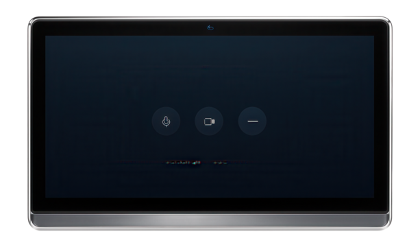 Flat control screen with edge-to-edge display and ambient light sensor for conference room settings