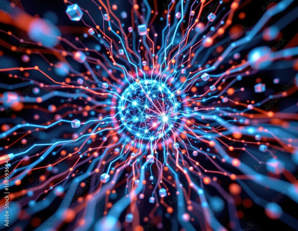 Aufkleber dynamic abstract representation of energy flow with colorful light and magnetic field lines in 3d sp