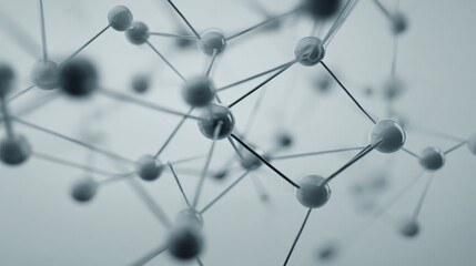 Abstract interconnected nodes and lines forming a network diagram with spherical shapes and straight black connections,