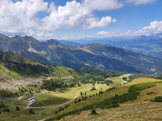 Panoramic View of Alpine Mountain Landscape on a Sunny Day