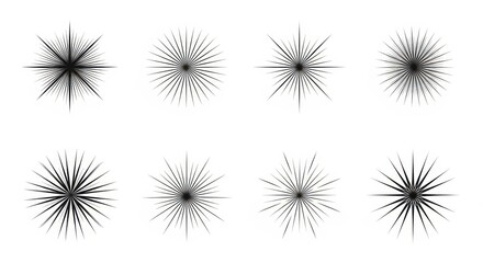 Abstract Starburst Shapes Set on White Background