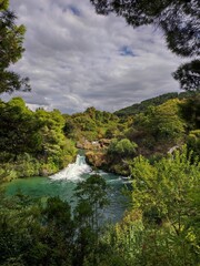 Krka National Park Waterfall and Lush Greenery, Croatia