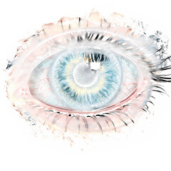 Serene Gaze: A Watercolor Eye isolated on transparent background