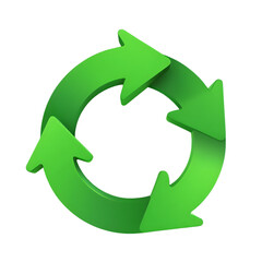 Obraz premium Green recycling arrows symbol isolated on transparent background