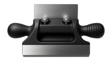 Scraper plane with a thick blade for smoothing difficult grain surfaces in a wood restoration task.