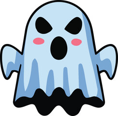 Cute Ghost with Angry Expression