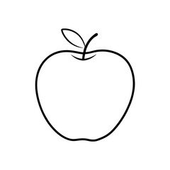 Fototapeta premium Outline drawing of a single apple fruit on transparent background