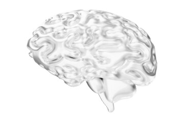 3d brain halftone grunge. Icon of intelligence, mind. Black and white colors. Stock vector illustration on isolated background. 