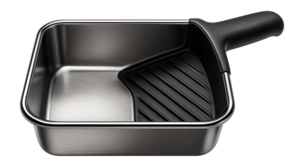 Large metal paint pan with a deep well for holding more paint, ideal for professional painters.