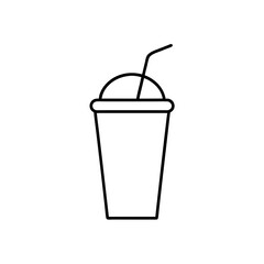 Outline of a drink with a straw in a cup on transparent background