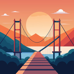 Fototapeta premium minimal flat vector suspension bridge (2).eps