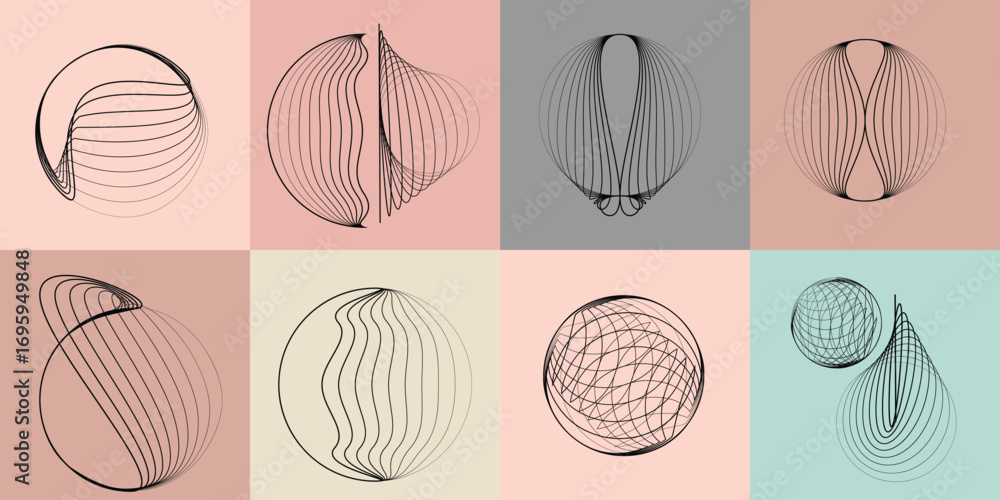 Aufkleber lines and spirals in circle form .rotate rounded shape vector .rotating dots form a circle .rotating