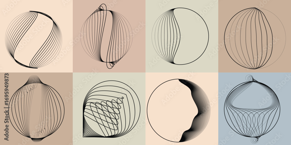 Aufkleber lines and spirals in circle form .rotate rounded shape vector .rotating dots form a circle .rotating