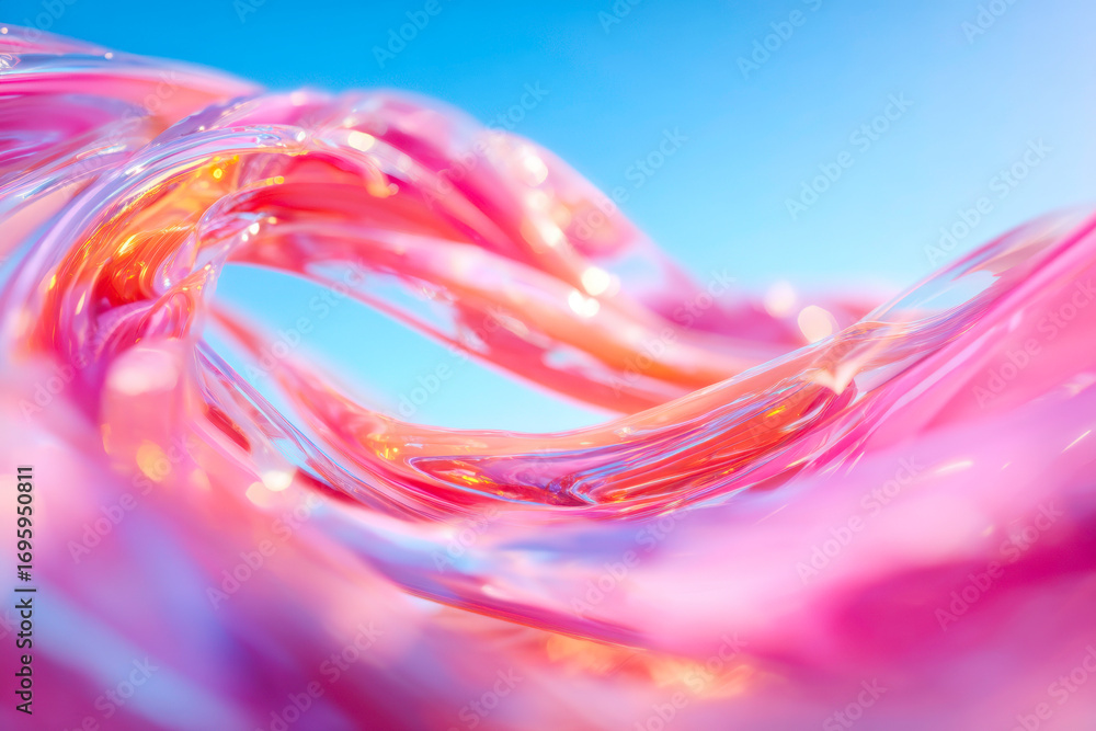 Poster a dynamic and playful abstract render of colorful waves