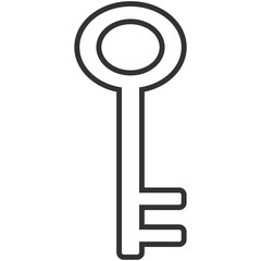 black outline vintage key icon