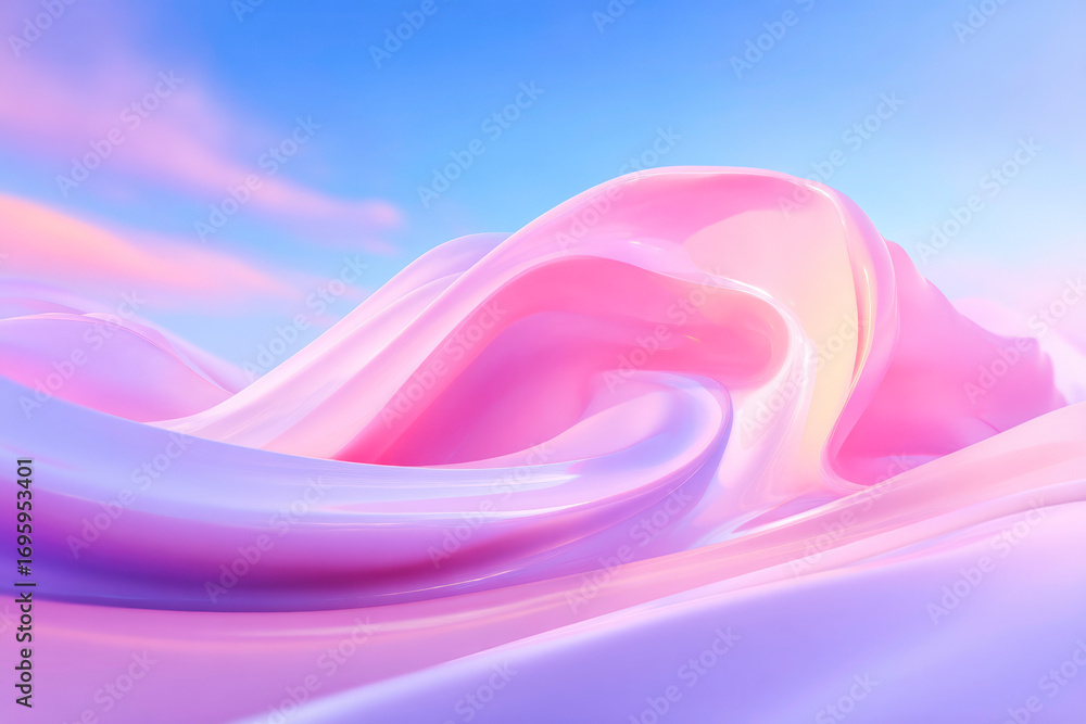 Poster an elegant and artistic abstract landscape with a flowing composition of colorful waves