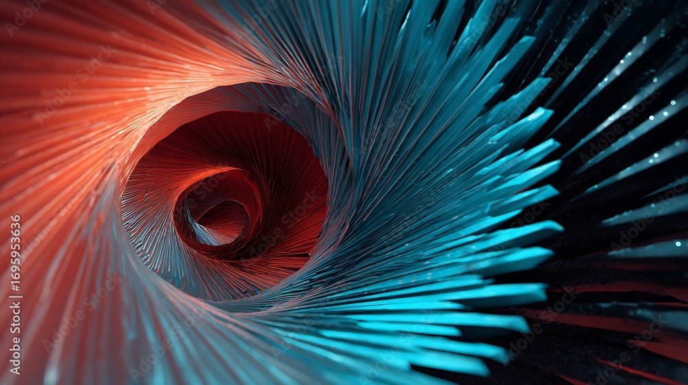 Fototapete a mesmerizing abstract tunnel with vibrant blue and red hues, creating a captivating and dynamic vis